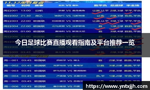 今日足球比赛直播观看指南及平台推荐一览